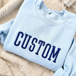 Custom 3D Varsity Puff Embroidered College Block Crewneck Sweatshirt
