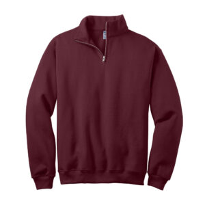 Embroidered Edwardian Script Bridal Quarter Zip Pullover 4 995M Maroon flat Front 0609.jpg