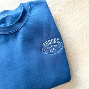 Embroidered Custom Football Player/Number Crewneck Sweatshirt and T-Shirt