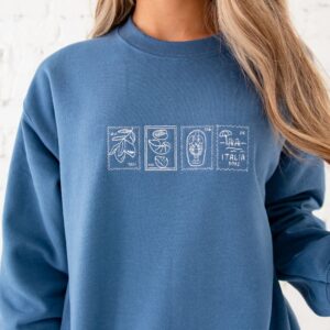 Italian Stamps Embroidered Crewneck Gemma Sweatshirt