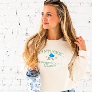 Nantucket Blooming on the Coast Embroidered Crewneck Sweatshirt