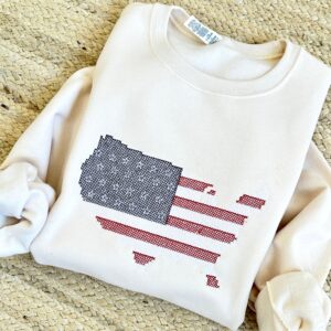 USA Embroidered ‘Cross Stitch’ Unisex Sweatshirt