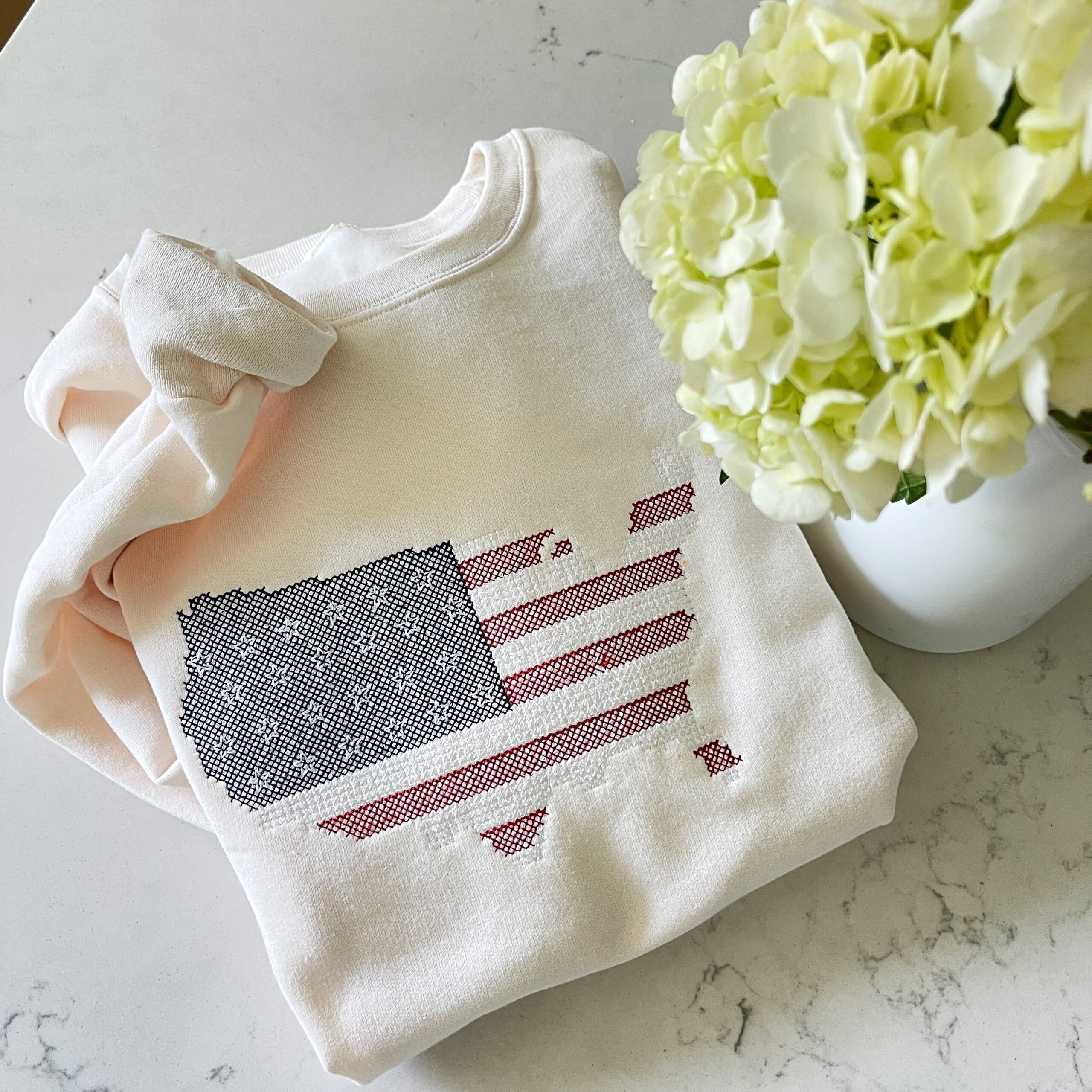 USA Embroidered ‘Cross Stitch’ Unisex Sweatshirt USA Embroidered ‘Cross Stitch’ Unisex Sweatshirt