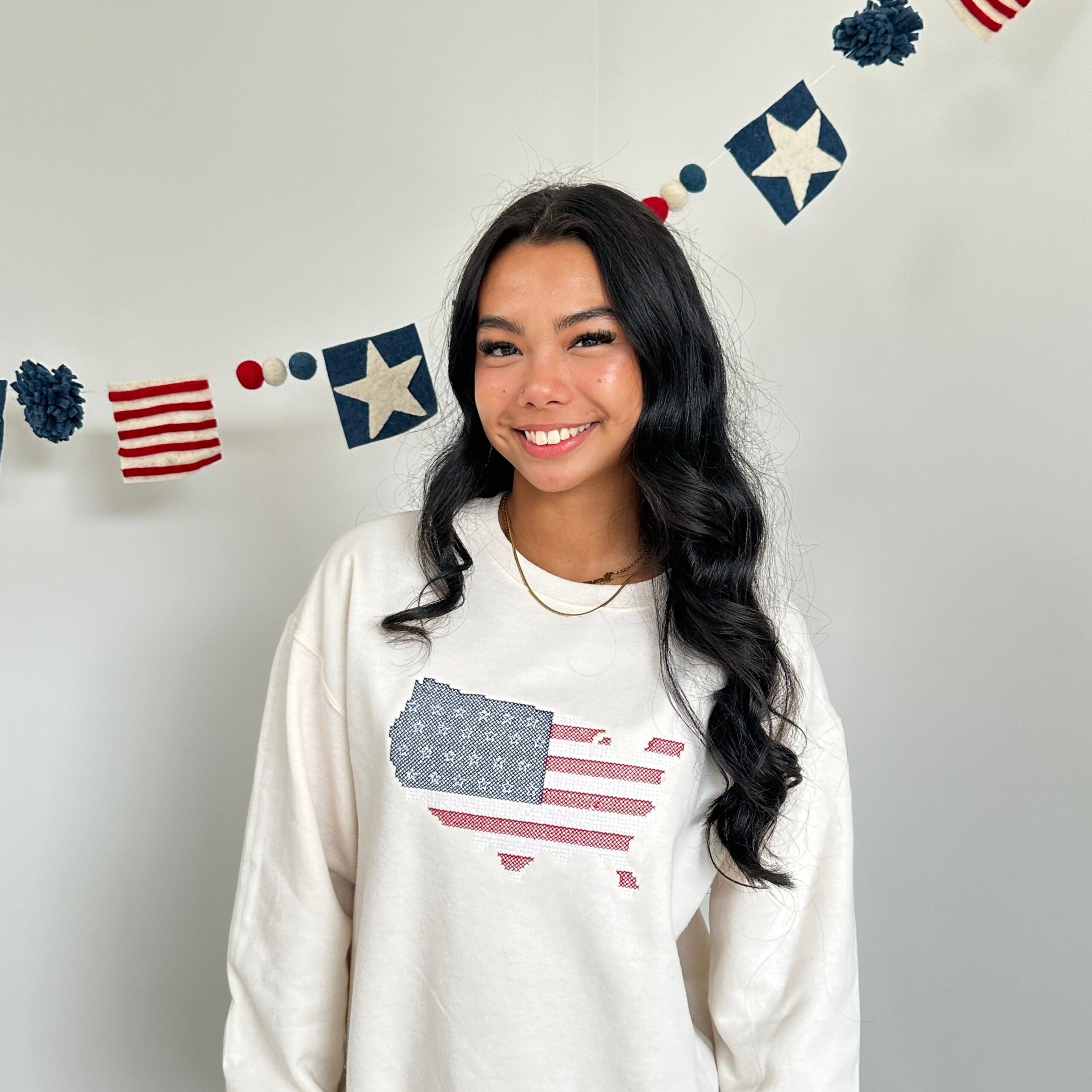USA Embroidered ‘Cross Stitch’ Unisex Sweatshirt USA Embroidered ‘Cross Stitch’ Unisex Sweatshirt