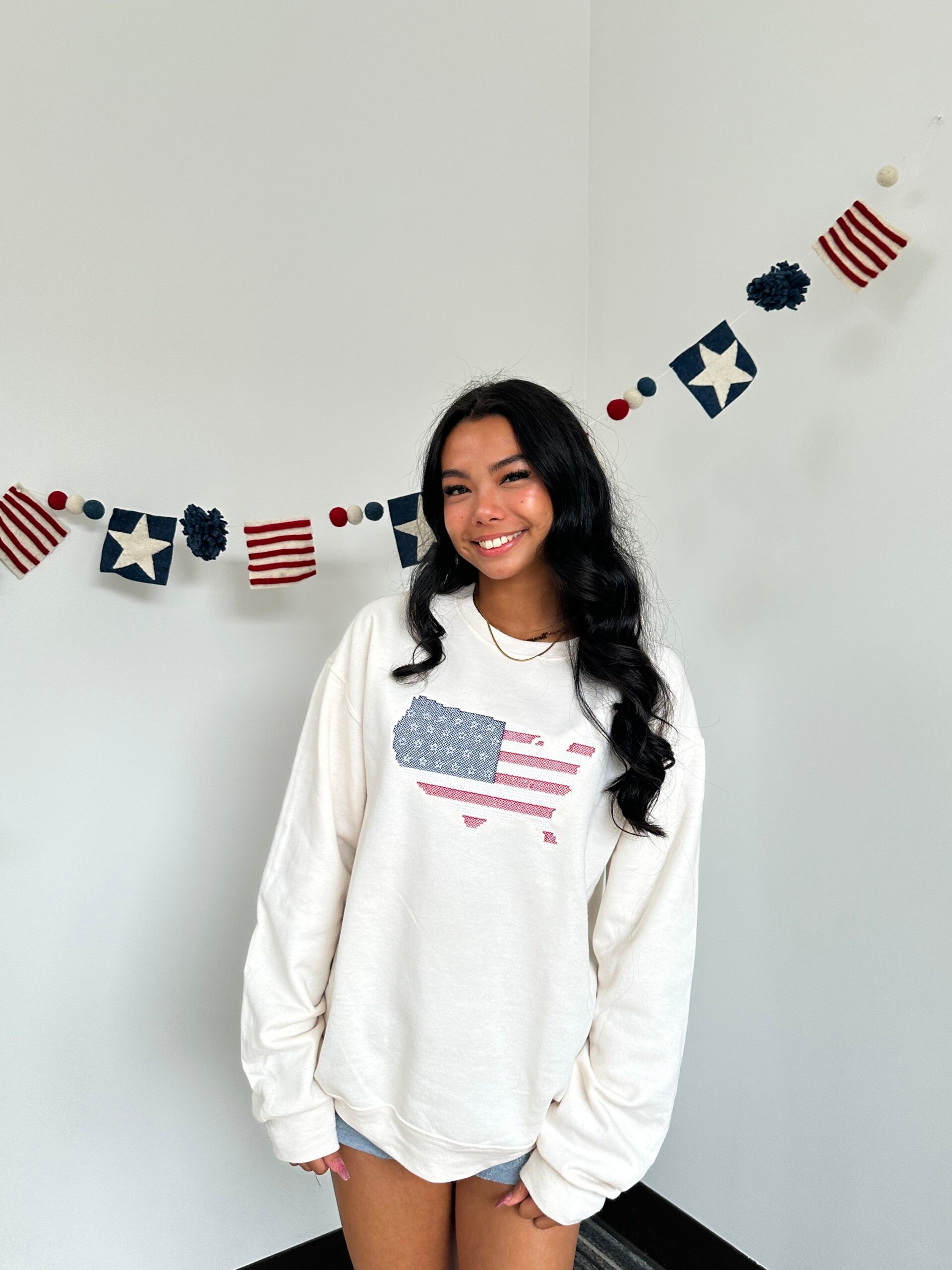 USA Embroidered ‘Cross Stitch’ Unisex Sweatshirt USA Embroidered ‘Cross Stitch’ Unisex Sweatshirt