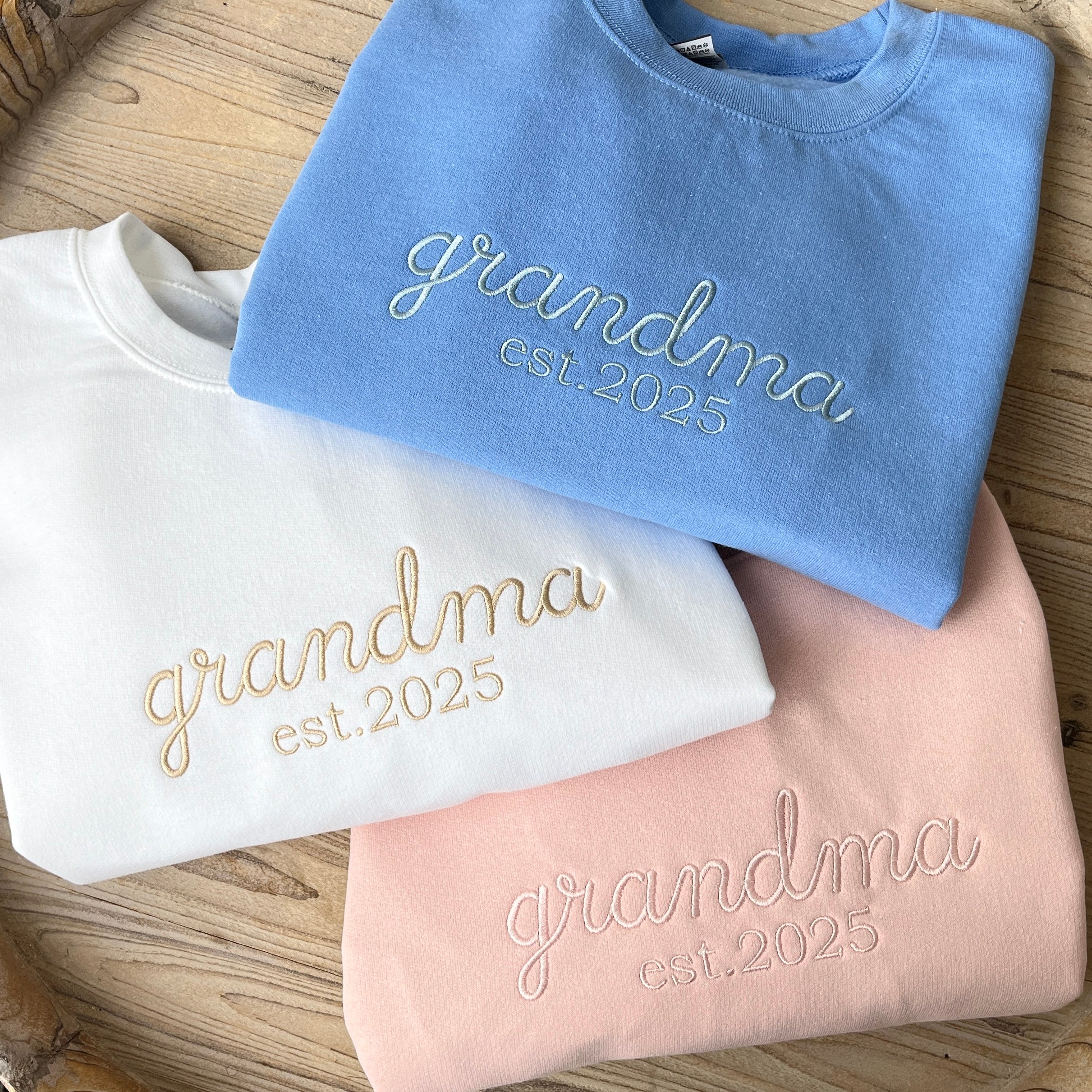 Custom Embroidered Grandma Est. Sweatshirt Custom Embroidered Grandma Est. Sweatshirt