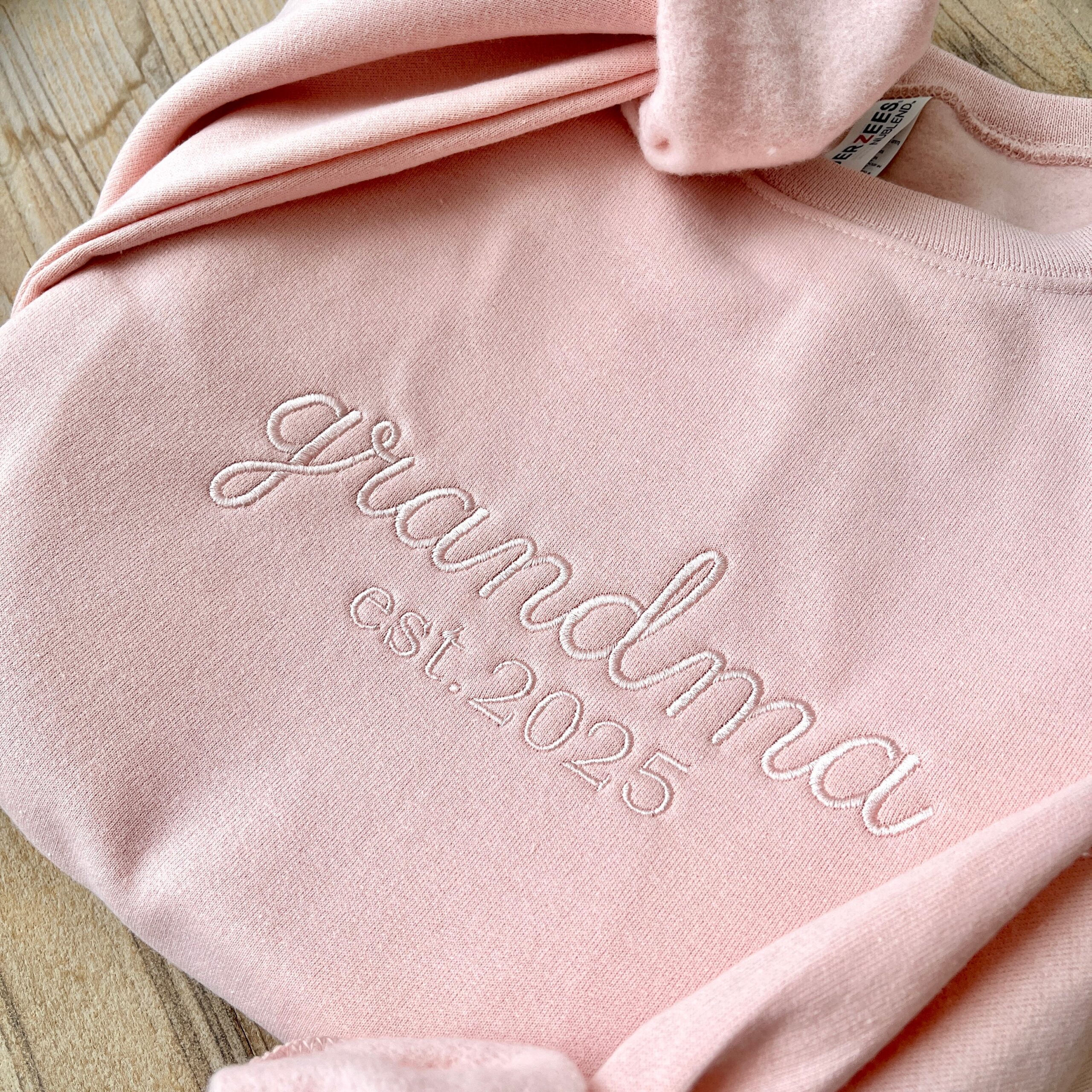 Custom Embroidered Grandma Est. Sweatshirt Custom Embroidered Grandma Est. Sweatshirt