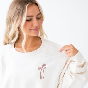 Custom Embroidered Dainty Initial Ribbon Crewneck Sweatshirt
