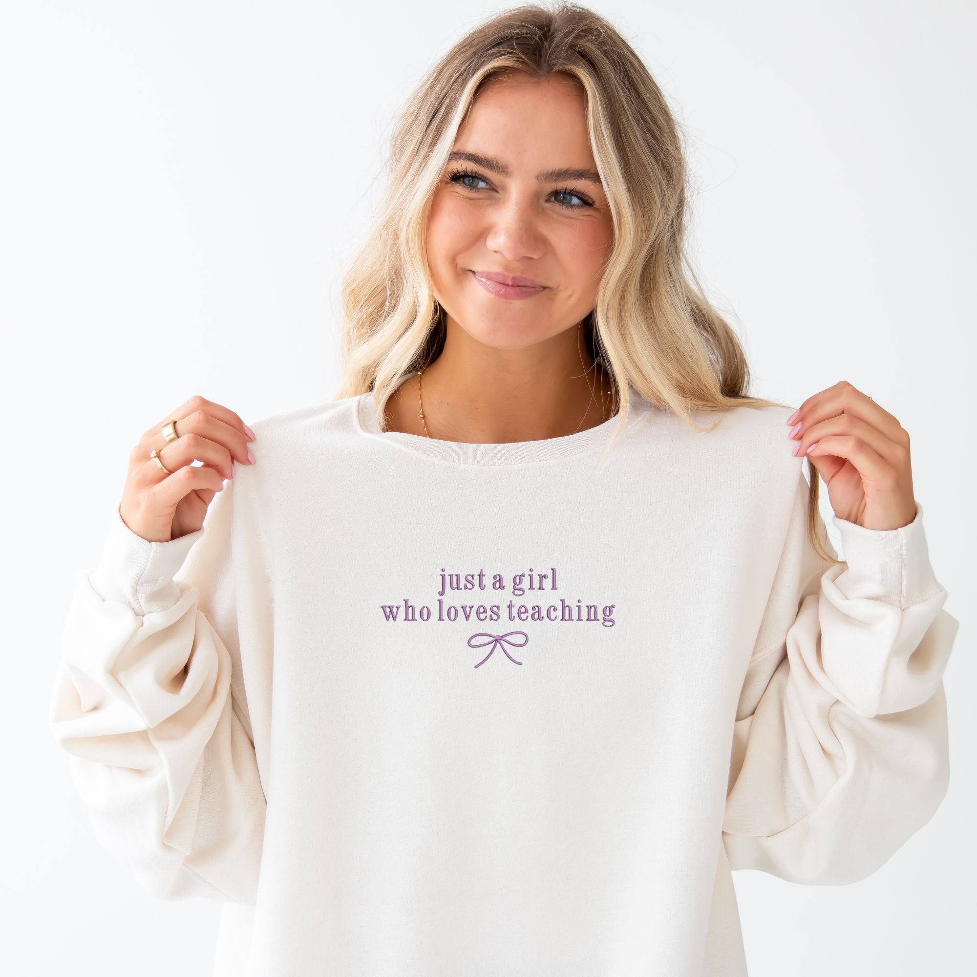 Custom Just a Girl Who… Embroidered Sweatshirt Custom Just a Girl Who… Embroidered Sweatshirt