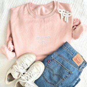 Custom Dainty Bow Embroidered Gemma Crewneck Sweatshirt