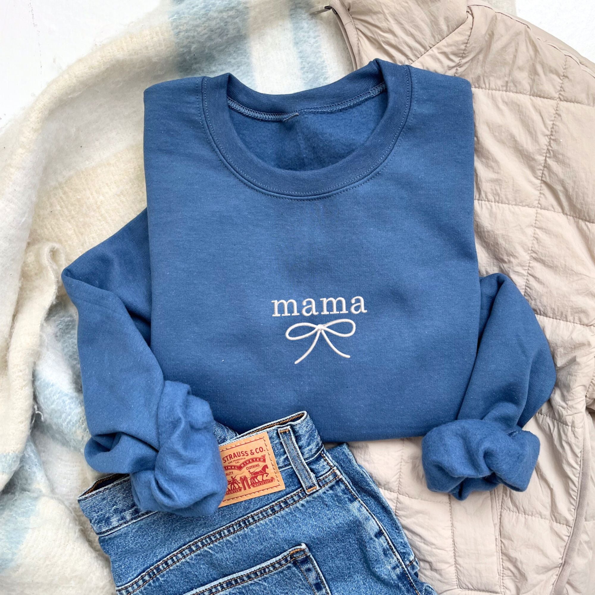 Custom Dainty Bow Embroidered Gemma Crewneck Sweatshirt Custom Dainty Bow Embroidered Gemma Crewneck Sweatshirt