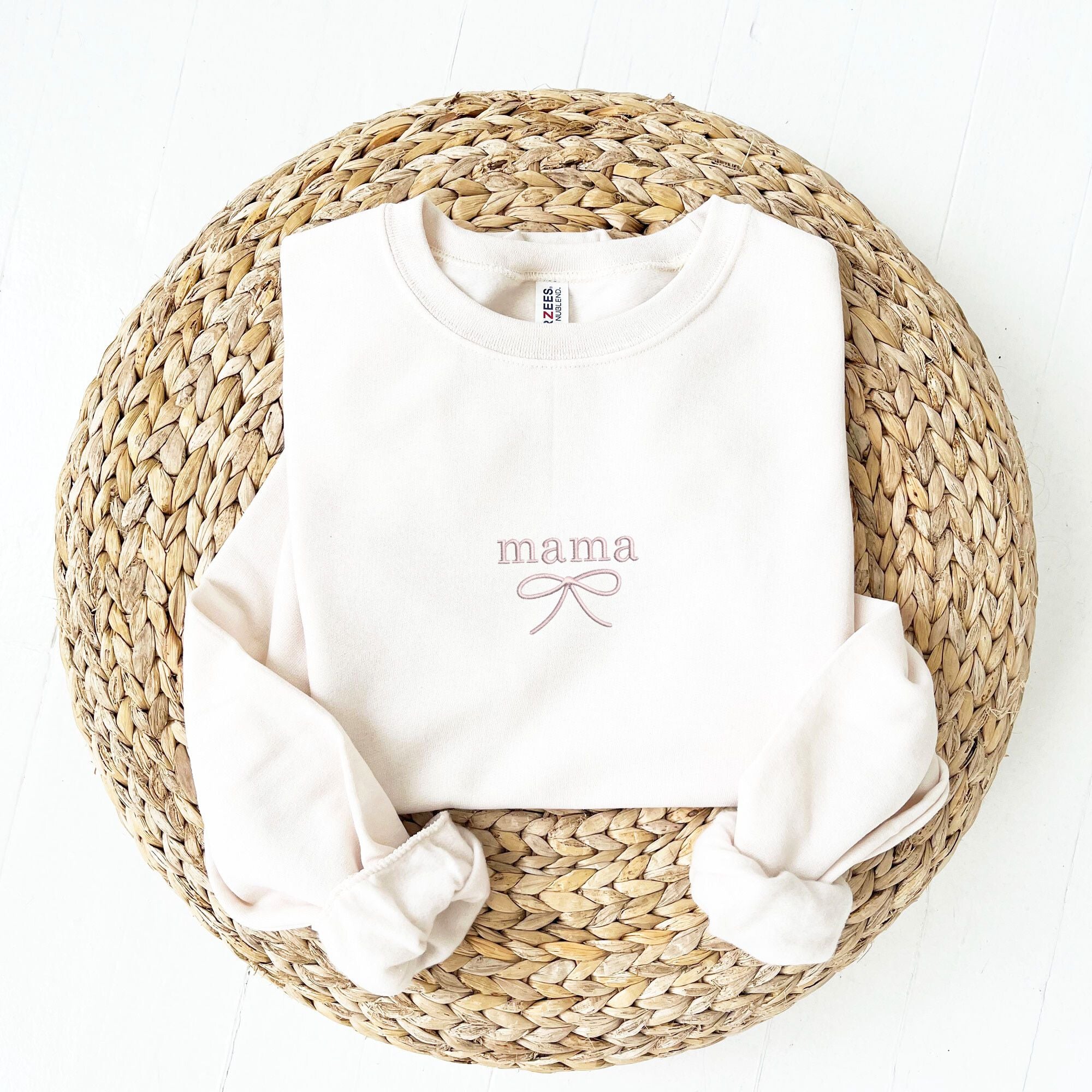 Custom Dainty Bow Embroidered Gemma Crewneck Sweatshirt Custom Dainty Bow Embroidered Gemma Crewneck Sweatshirt