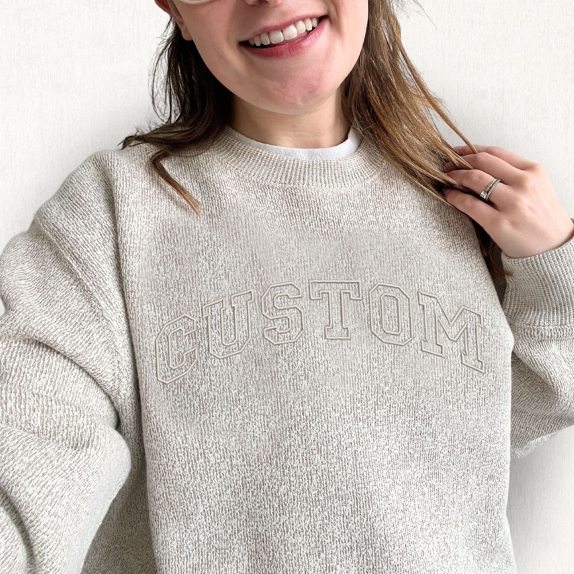 Custom Embroidered Cozy Knit Pullover Crewneck Lane Sweatshirt Custom Embroidered Cozy Knit Pullover Crewneck Lane Sweatshirt