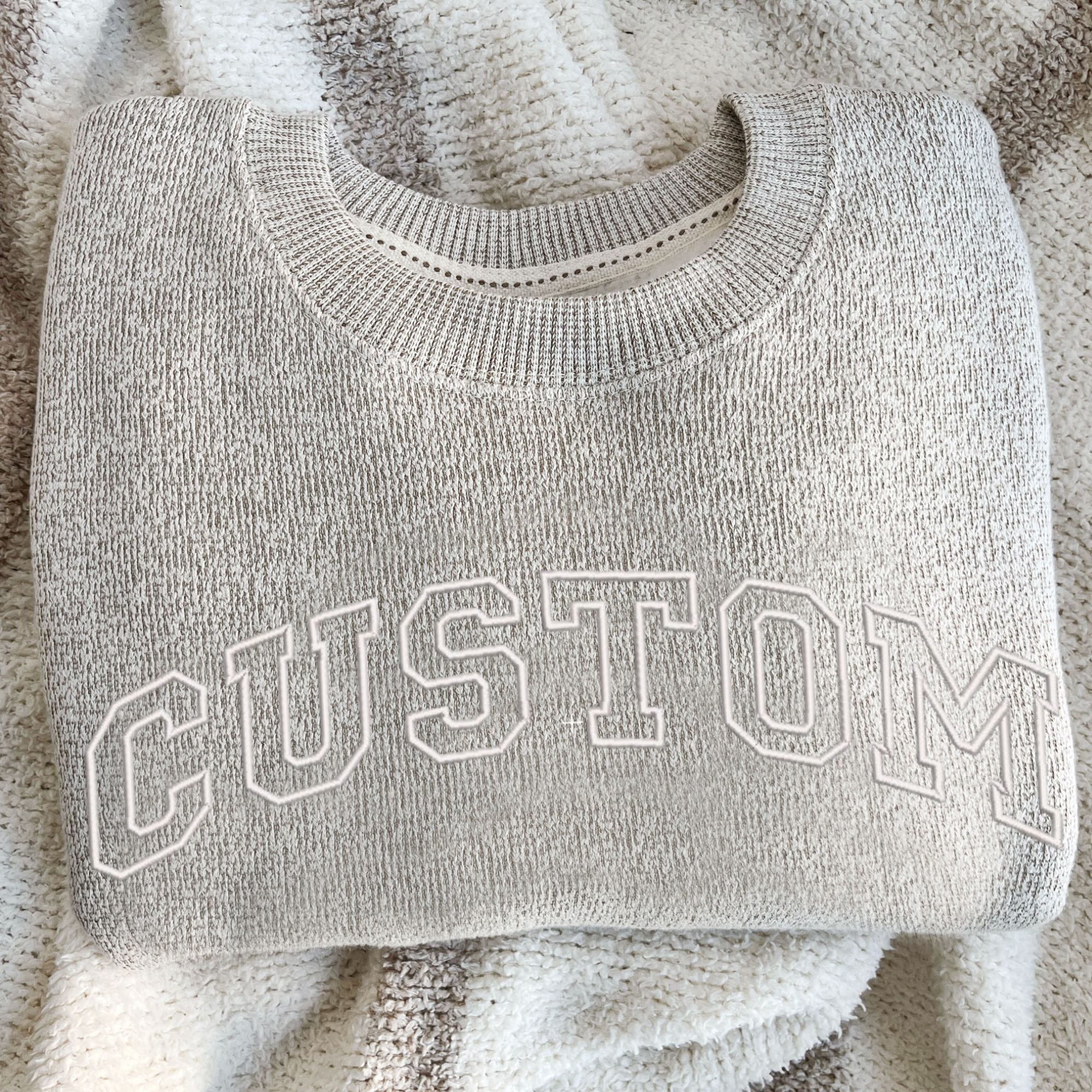 Custom Embroidered Cozy Knit Pullover Crewneck Lane Sweatshirt Custom Embroidered Cozy Knit Pullover Crewneck Lane Sweatshirt