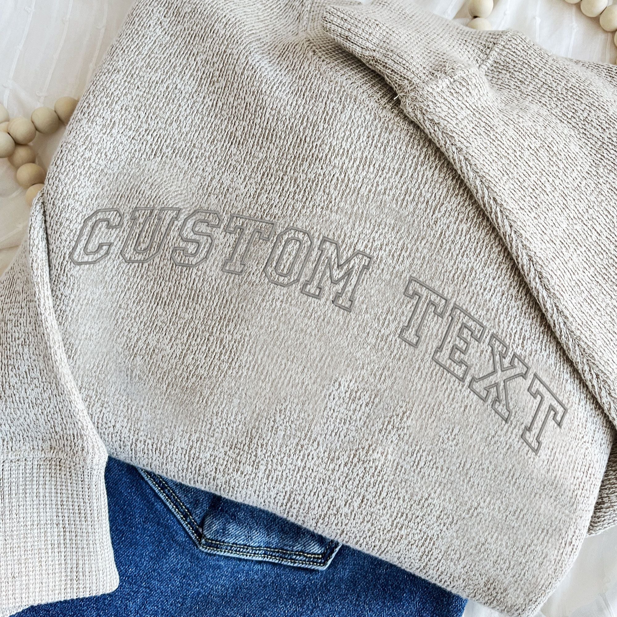 Custom Embroidered Cozy Knit Pullover Crewneck Lane Sweatshirt Custom Embroidered Cozy Knit Pullover Crewneck Lane Sweatshirt