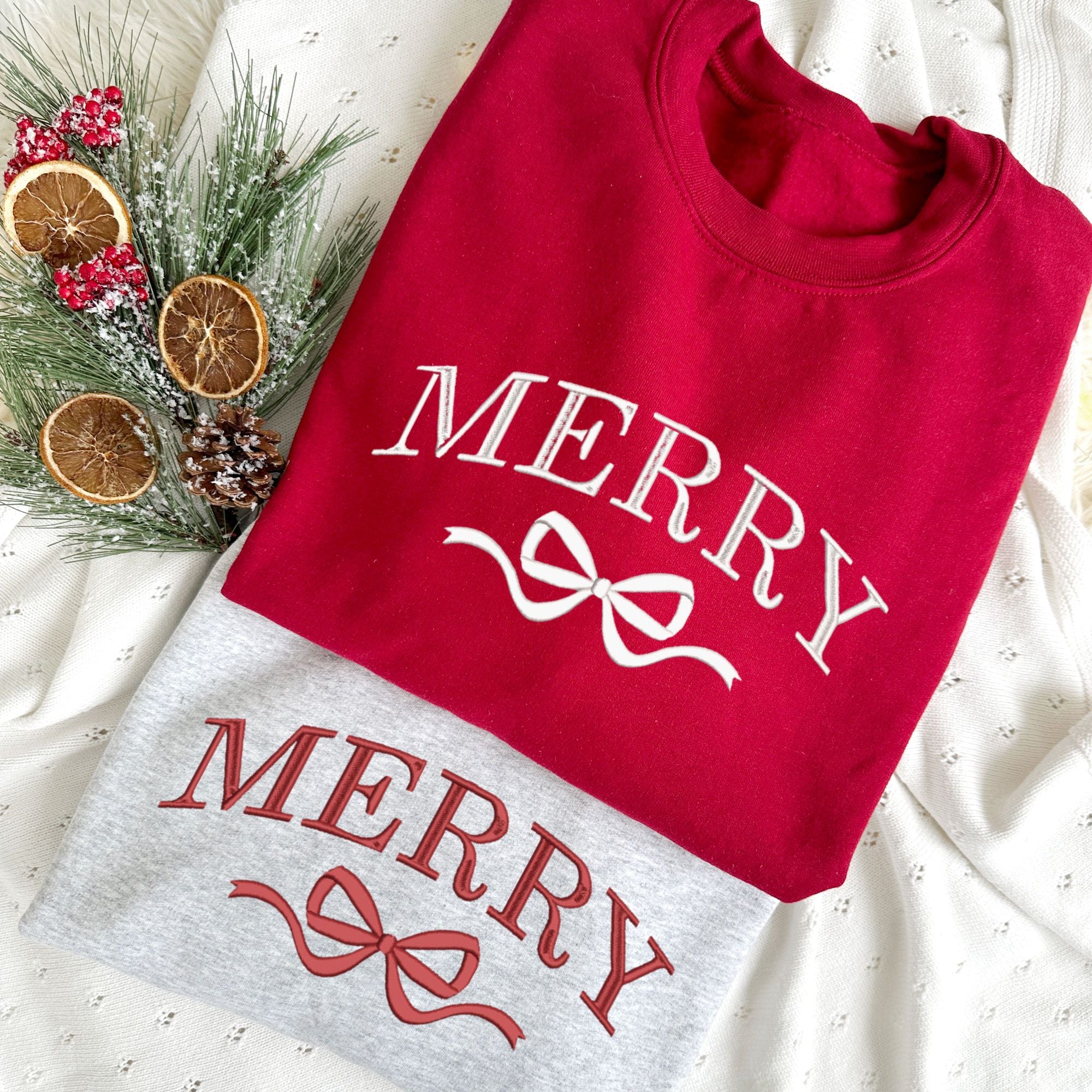 Coquette Merry Bow Embroidered Crewneck Sweatshirt Coquette Merry Bow Embroidered Crewneck Sweatshirt