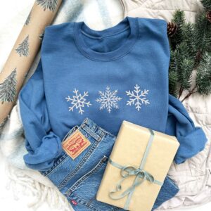 Embroidered Snowflakes Crewneck Sweatshirt