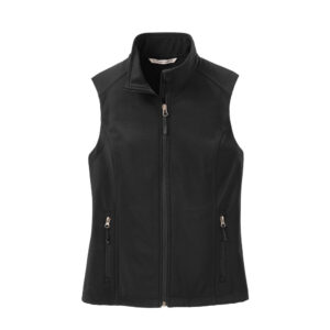 Monogrammed Soft Shell Vest | Ladies' Personalized Embroidered Vest 6 L325 Black flat front 1 4820534d 1ea9 42ed b2c6 f202298830a0.jpg