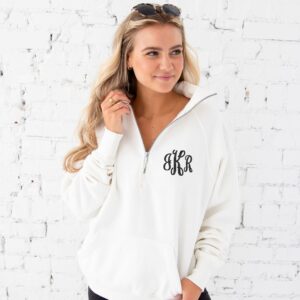 Custom Embroidered Ladies Boxy Quarter Zip Pullover