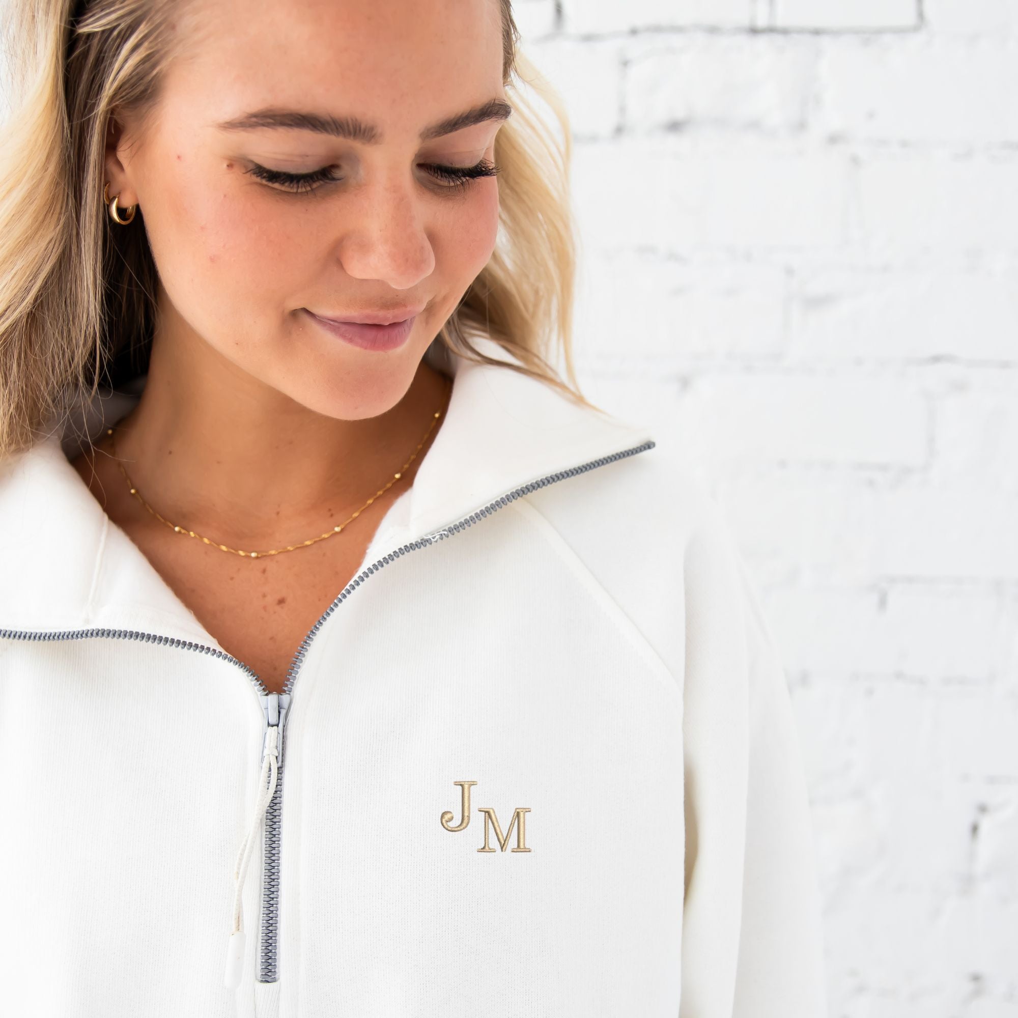 Custom Embroidered Ladies Boxy Quarter Zip Pullover Custom Embroidered Ladies Boxy Quarter Zip Pullover