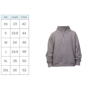 Custom Embroidered Ladies Boxy Quarter Zip Pullover 4 Size Chart XS TO 3X Size Length Width SleeveLength cf832b9b 43dc 4ab9 add5 04e628046fe4.jpg