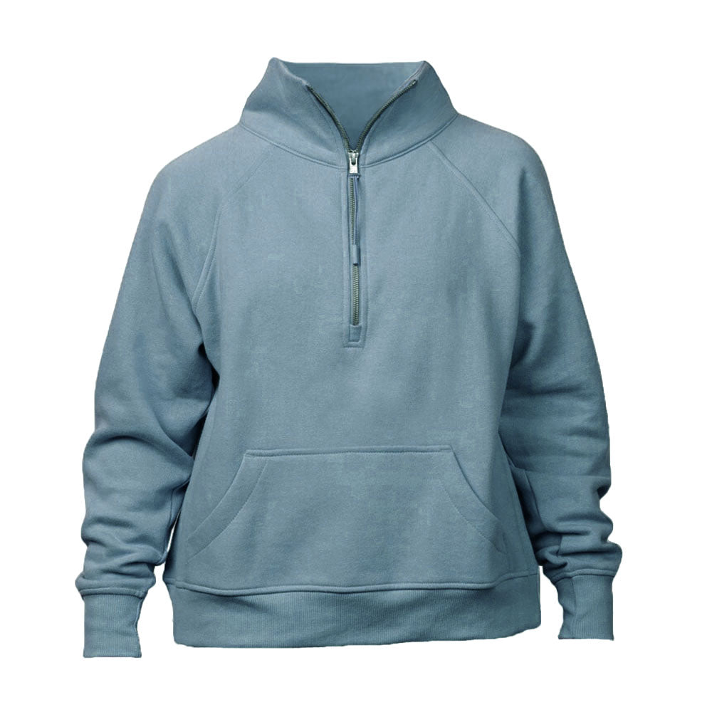 Custom Embroidered Ladies Boxy Quarter Zip Pullover Custom Embroidered Ladies Boxy Quarter Zip Pullover