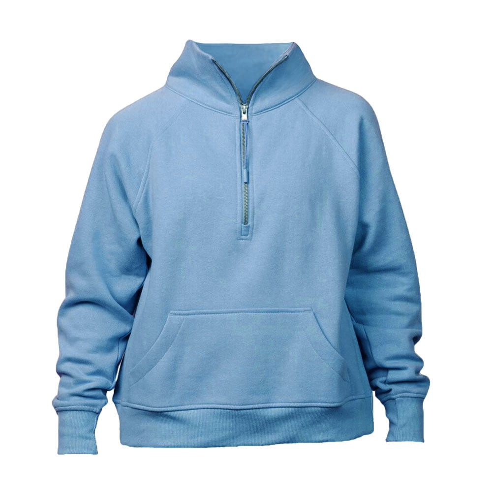 Custom Embroidered Ladies Boxy Quarter Zip Pullover Custom Embroidered Ladies Boxy Quarter Zip Pullover