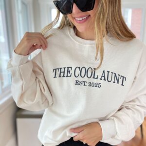 The Cool Aunt Est. Year Embroidered Gemma Crewneck Sweatshirt