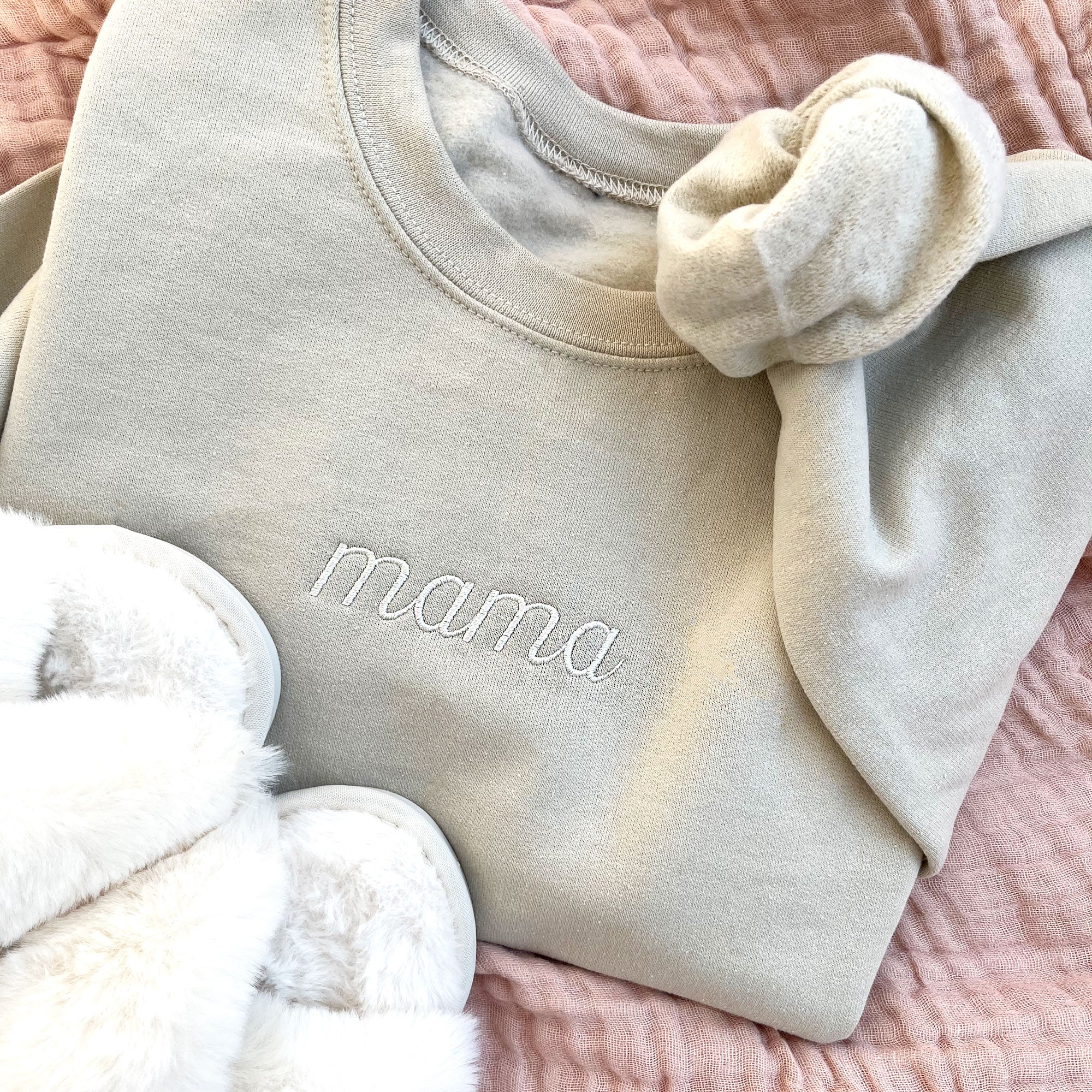 Script Mama Embroidered Gemma Crewneck Sweatshirt Script Mama Embroidered Gemma Crewneck Sweatshirt