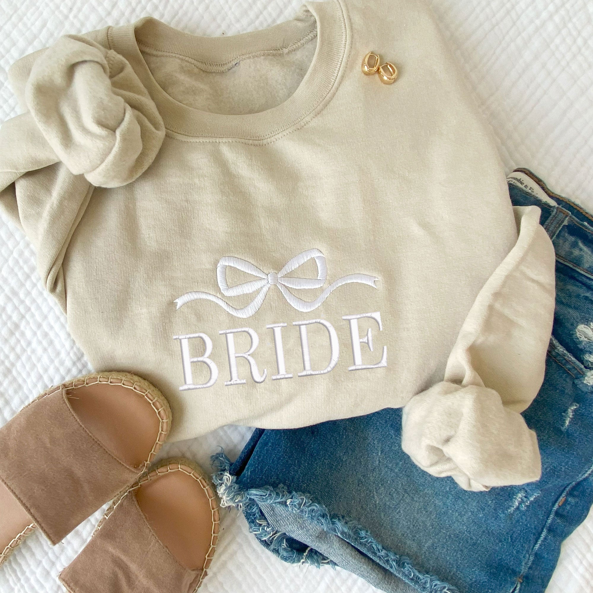 Custom Bow Embroidered Gemma Crewneck Sweatshirt Custom Bow Embroidered Gemma Crewneck Sweatshirt