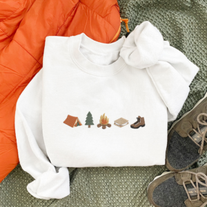 Camping Icons Embroidered Gemma Crewneck Sweatshirt