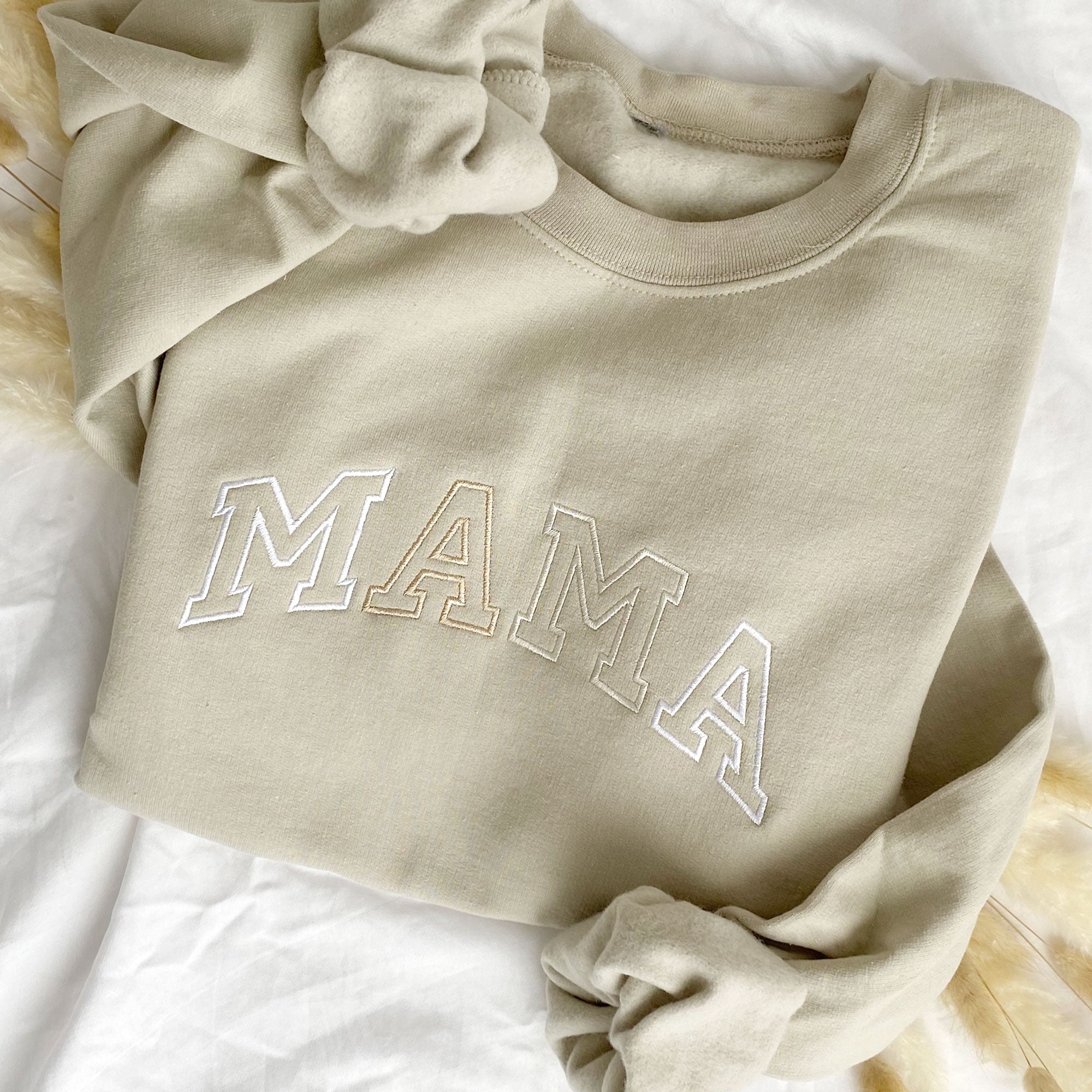 Neutral Embroidered MAMA Crewneck Sweatshirt Neutral Embroidered MAMA Crewneck Sweatshirt