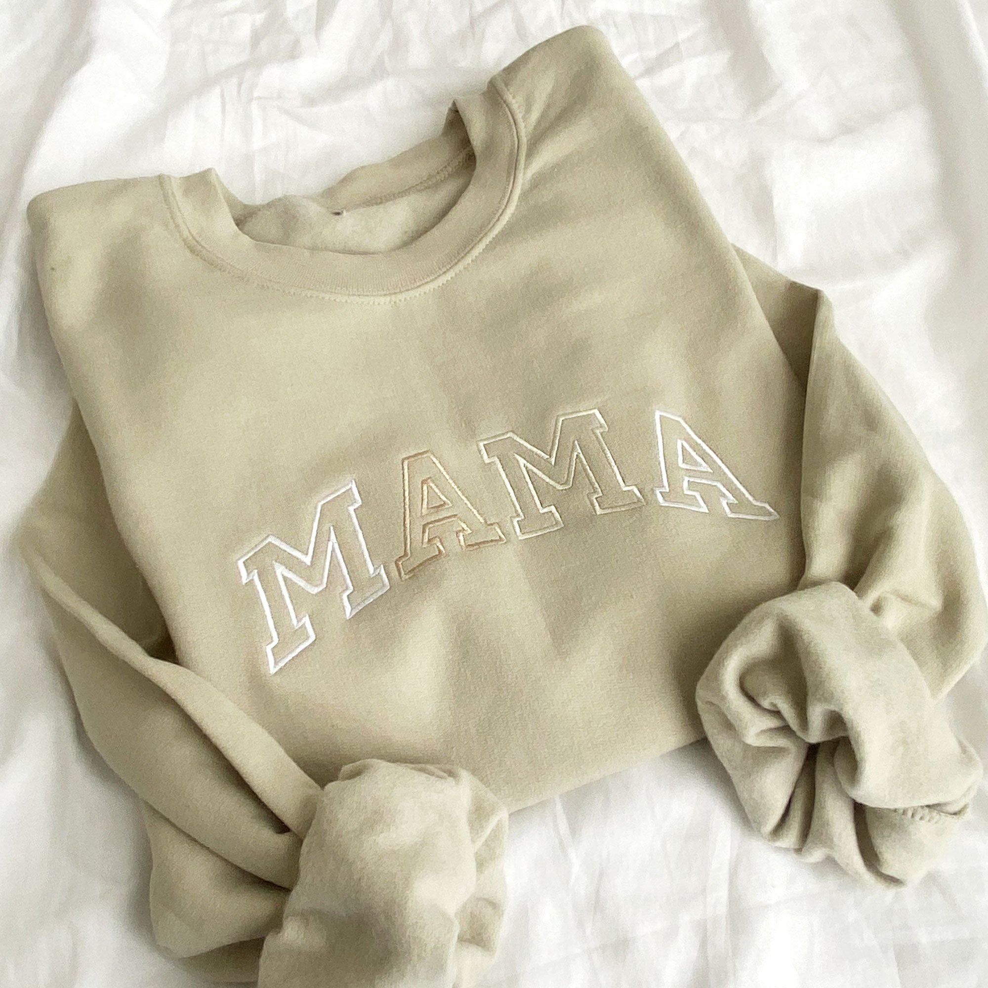 Neutral Embroidered MAMA Crewneck Sweatshirt Neutral Embroidered MAMA Crewneck Sweatshirt