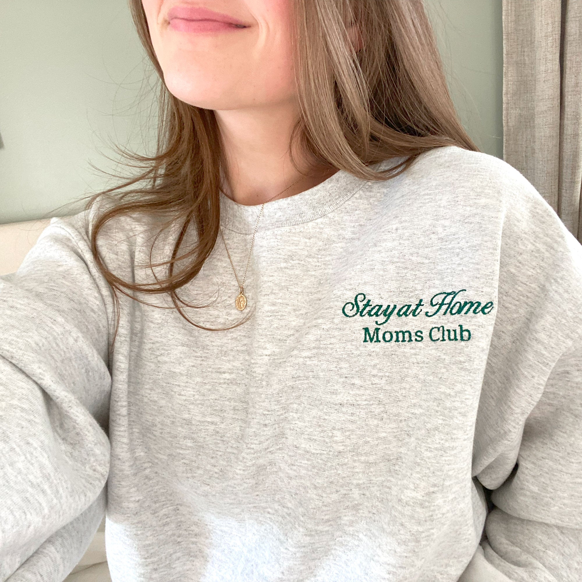 Stay At Home Moms Club Embroidered Gemma Crewneck Sweatshirt Stay At Home Moms Club Embroidered Gemma Crewneck Sweatshirt