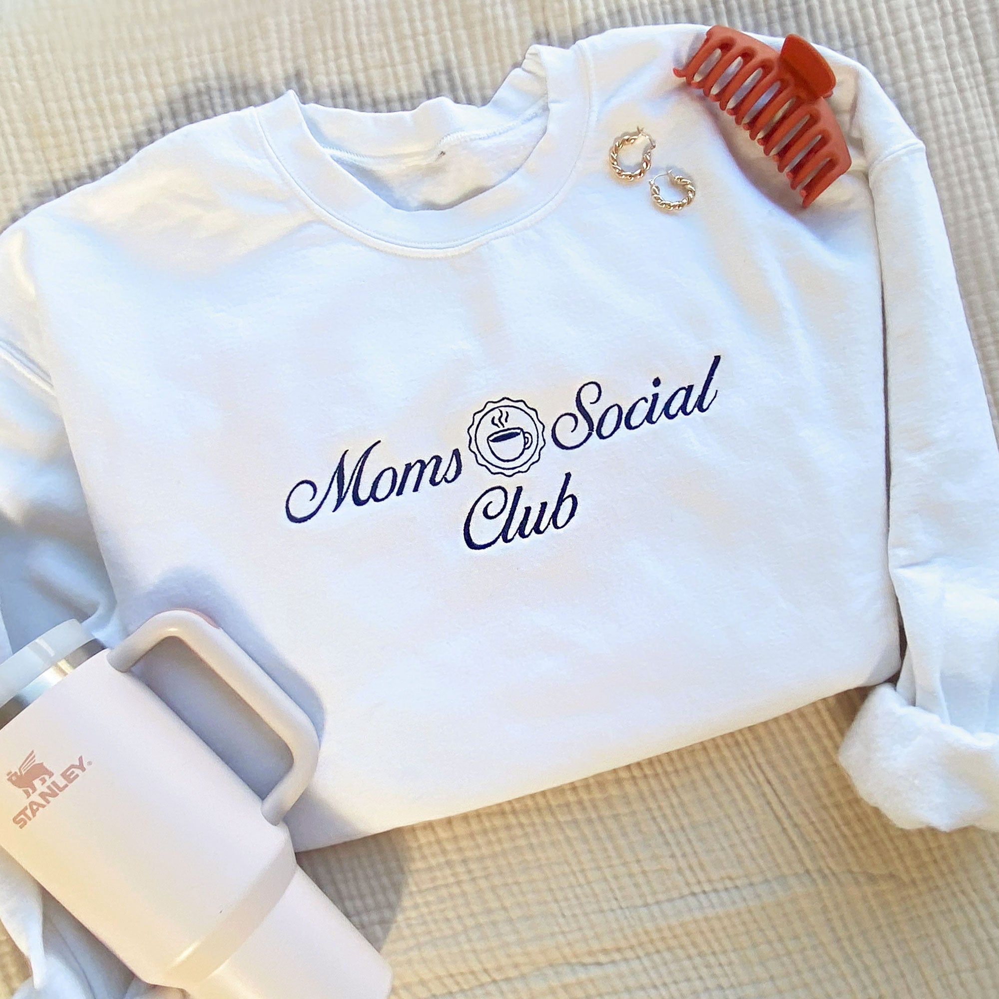 Moms Social Club Embroidered Gemma Crewneck Sweatshirt Moms Social Club Embroidered Gemma Crewneck Sweatshirt