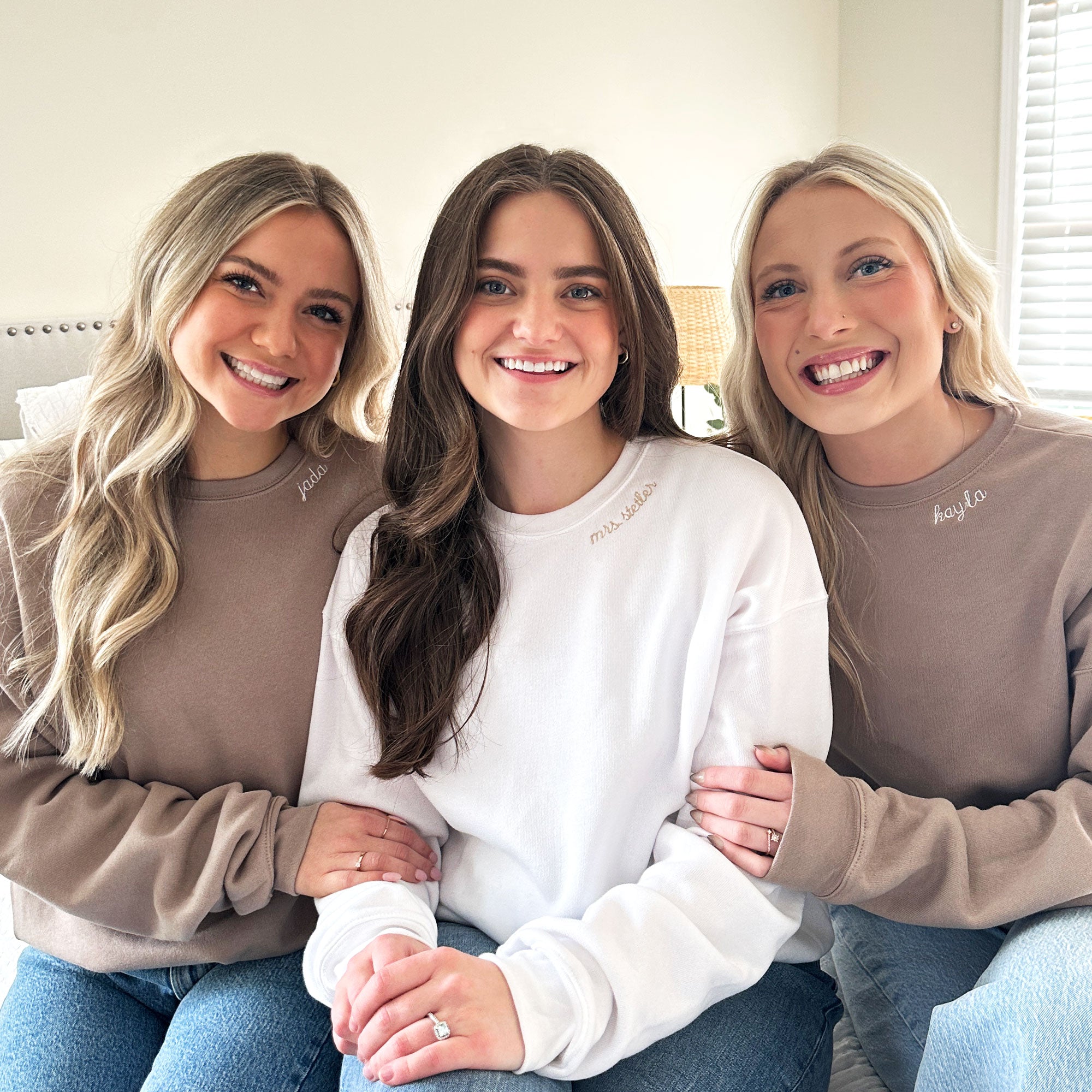 Custom Bridal Neckline Embroidered Sweatshirt Custom Bridal Neckline Embroidered Sweatshirt