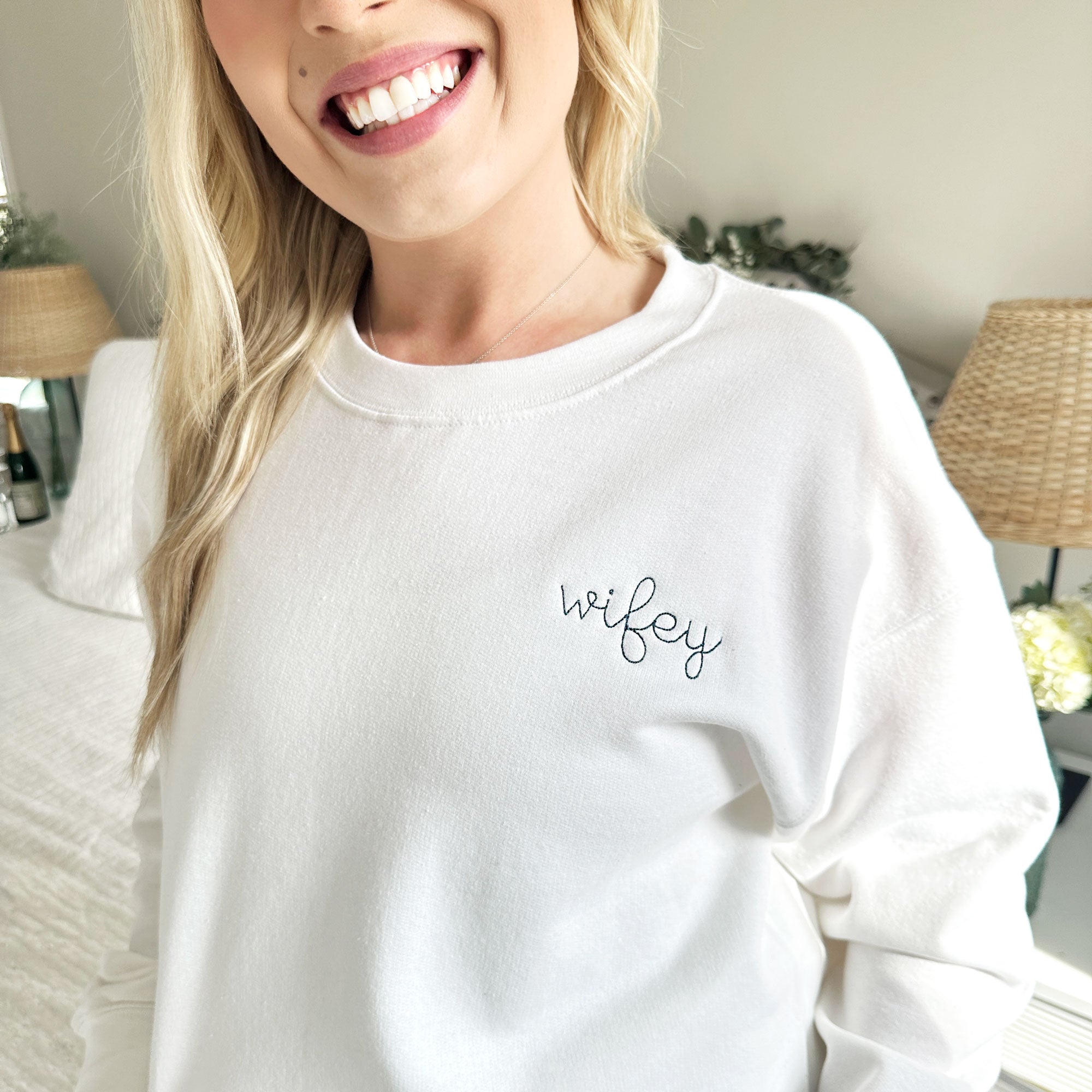 Custom Bridal Embroidered Crewneck Sweatshirt Custom Bridal Embroidered Crewneck Sweatshirt