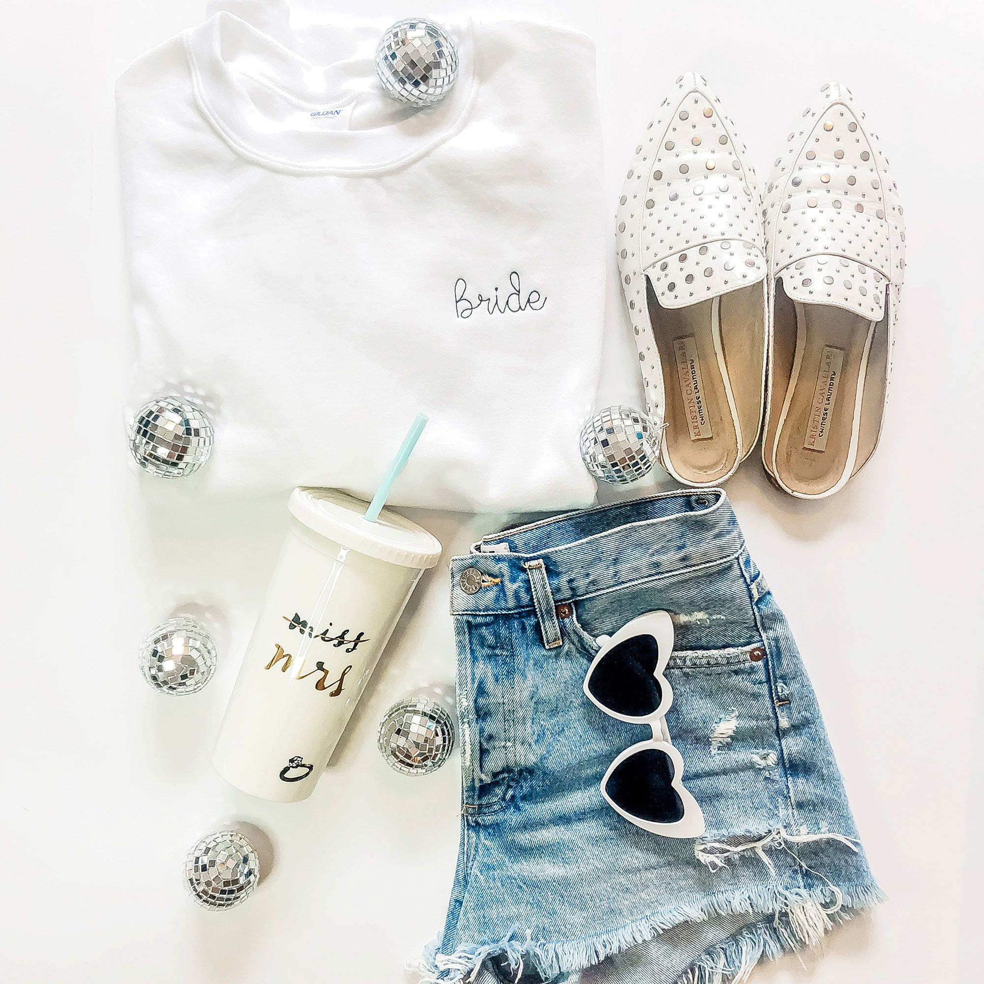 Custom Bridal Embroidered Crewneck Sweatshirt Custom Bridal Embroidered Crewneck Sweatshirt