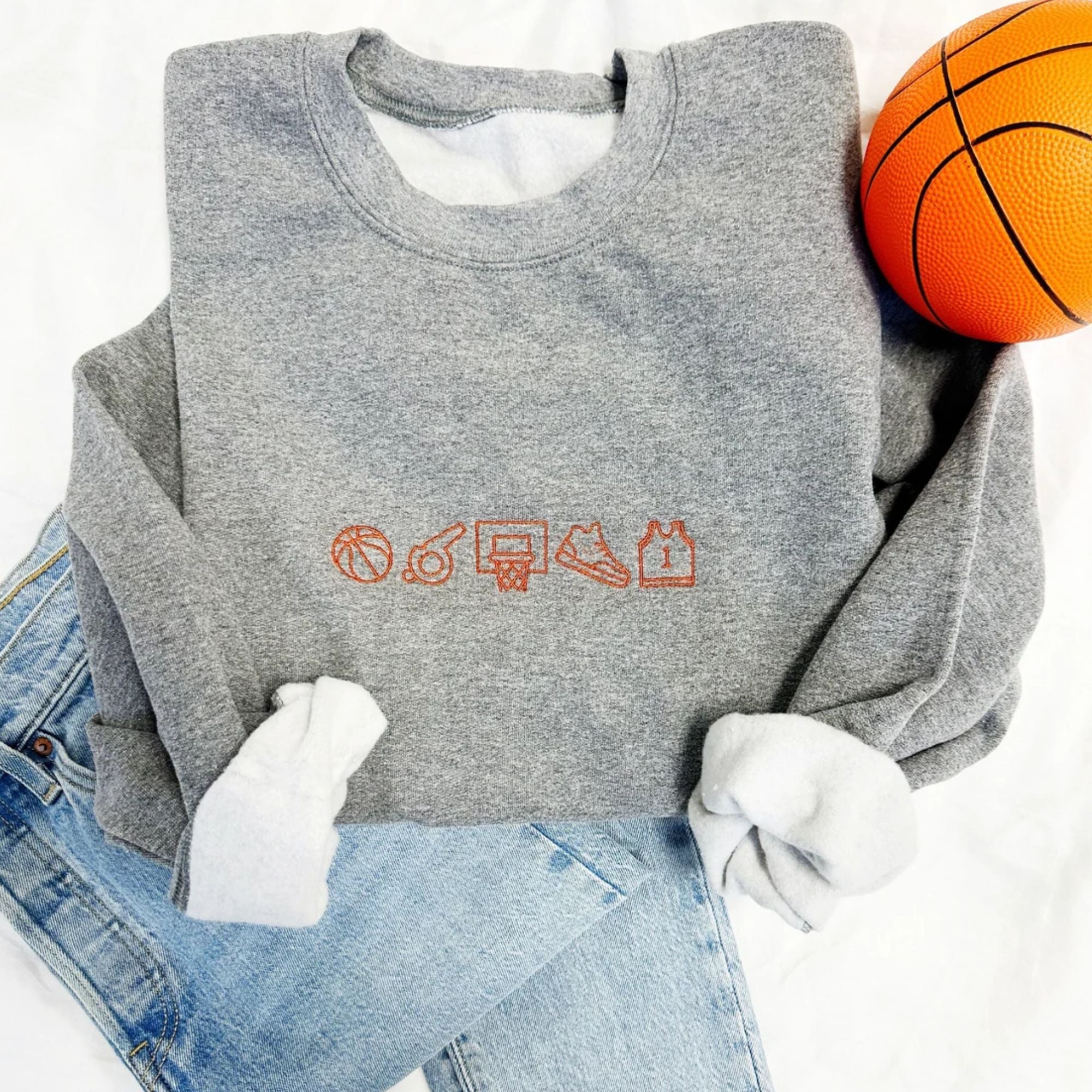 Embroidered Basketball Icon Sweatshirt Embroidered Basketball Icon Sweatshirt