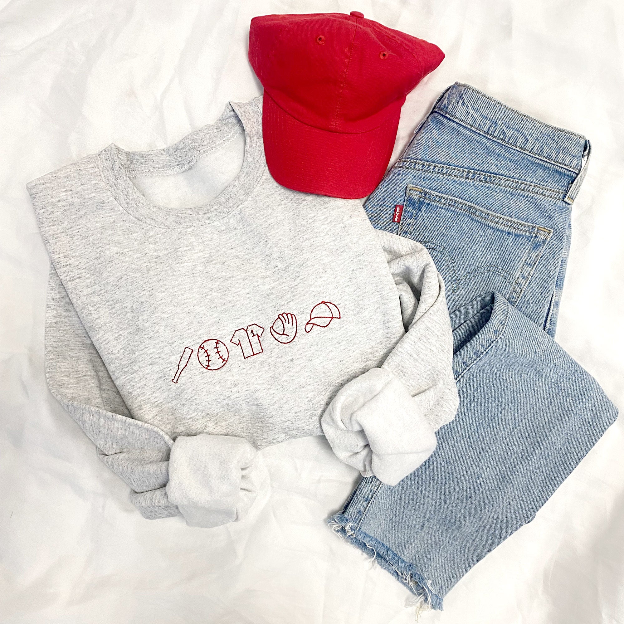 Embroidered Baseball Icon Sweatshirt Embroidered Baseball Icon Sweatshirt