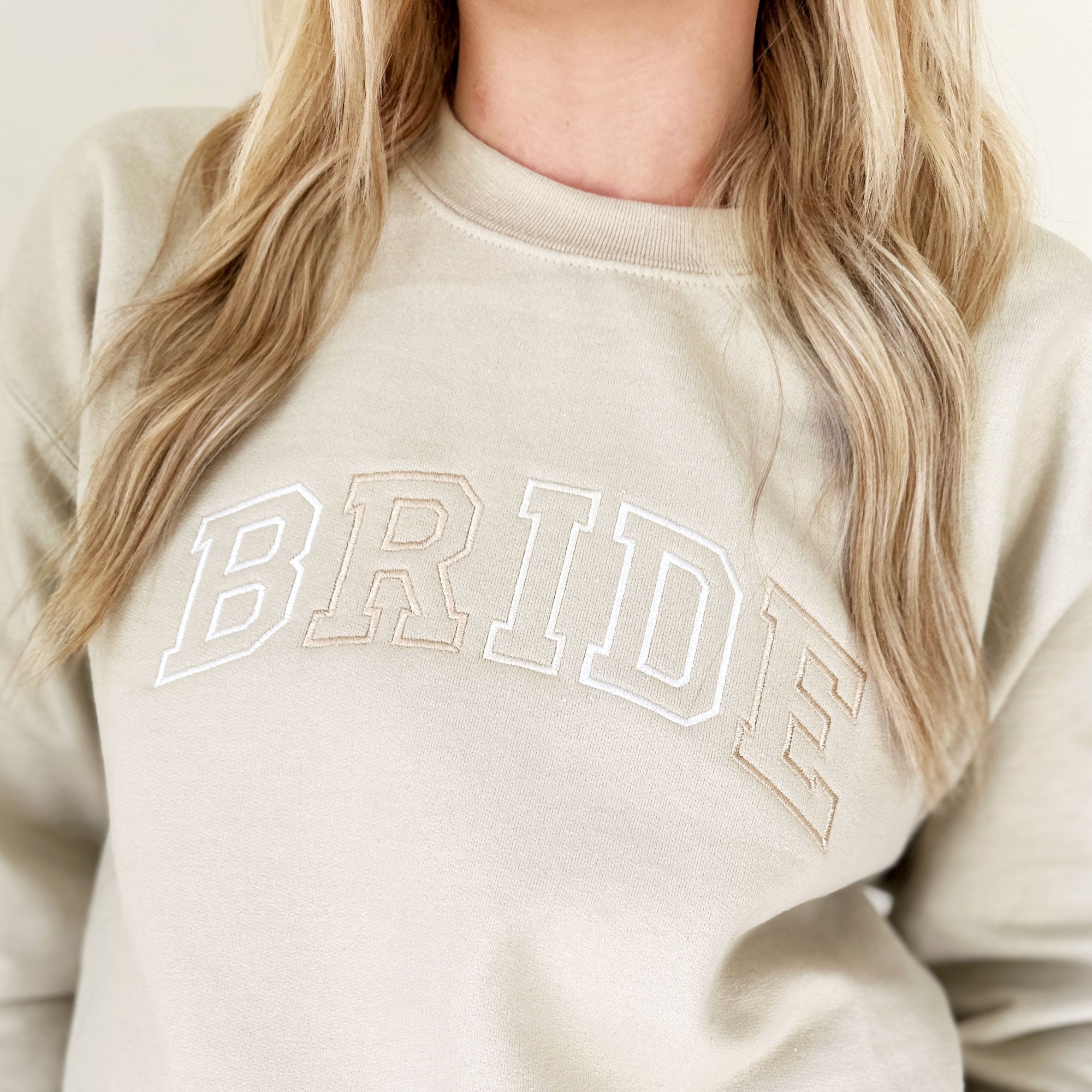 Neutral Embroidered BRIDE Athletic Block Gemma Sweatshirt Neutral Embroidered BRIDE Athletic Block Gemma Sweatshirt