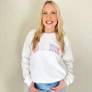 Pink-Purple Embroidered BRIDE Personalized Crewneck Sweatshirt