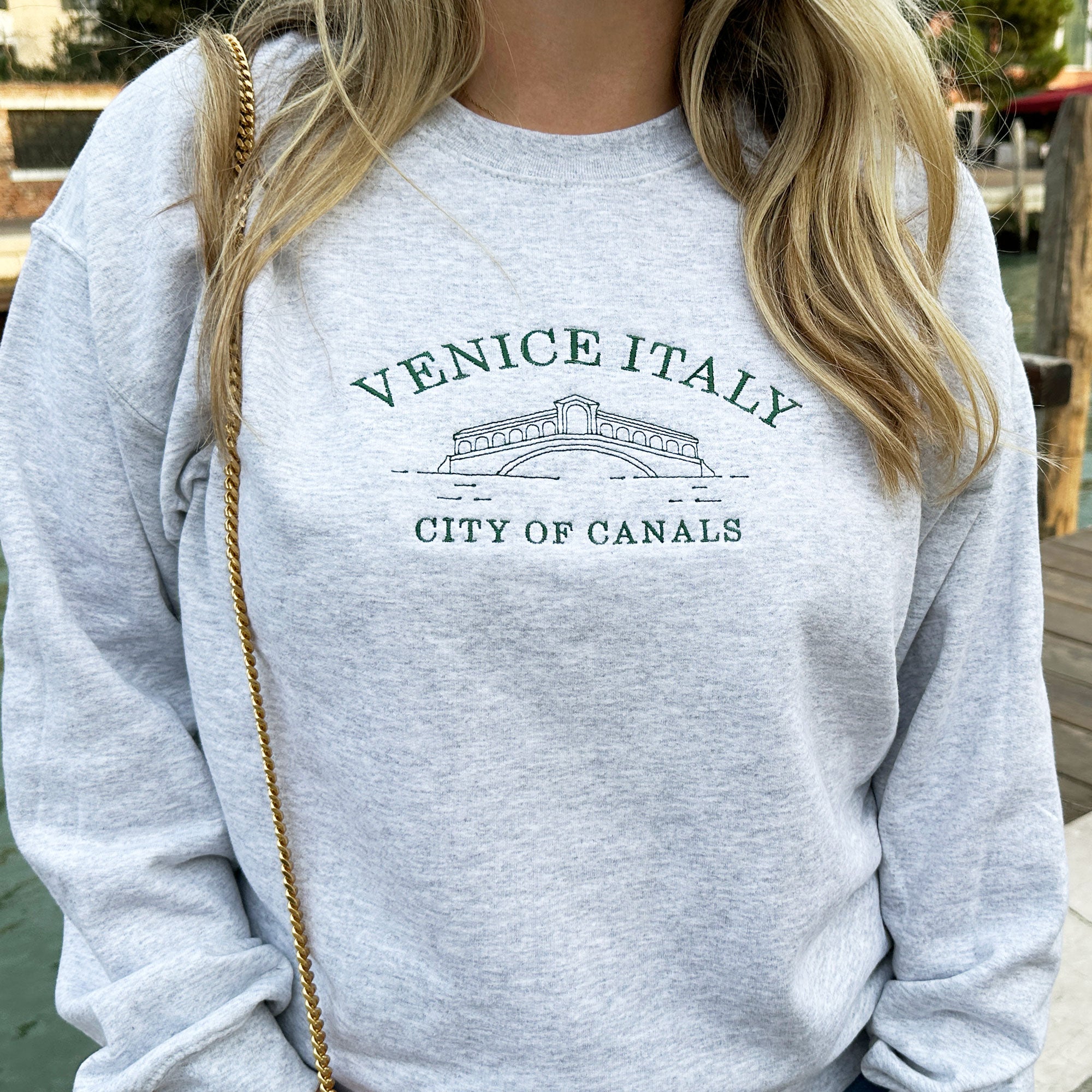 Embroidered Venice Italy Pullover Sweatshirt Embroidered Venice Italy Pullover Sweatshirt