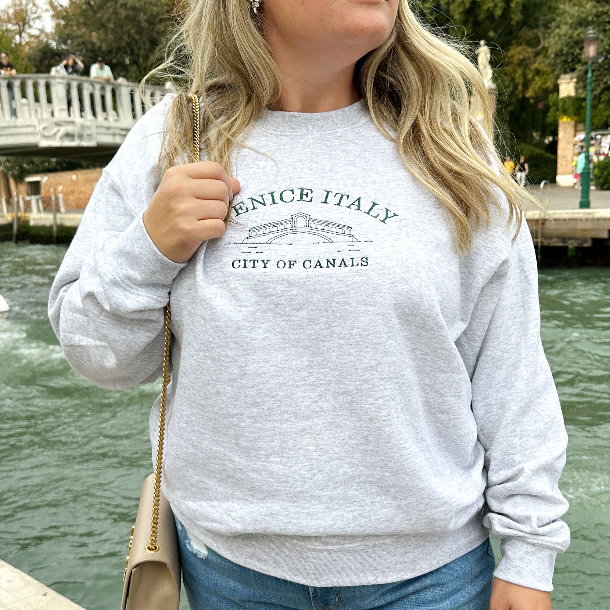 Embroidered Venice Italy Pullover Sweatshirt Embroidered Venice Italy Pullover Sweatshirt