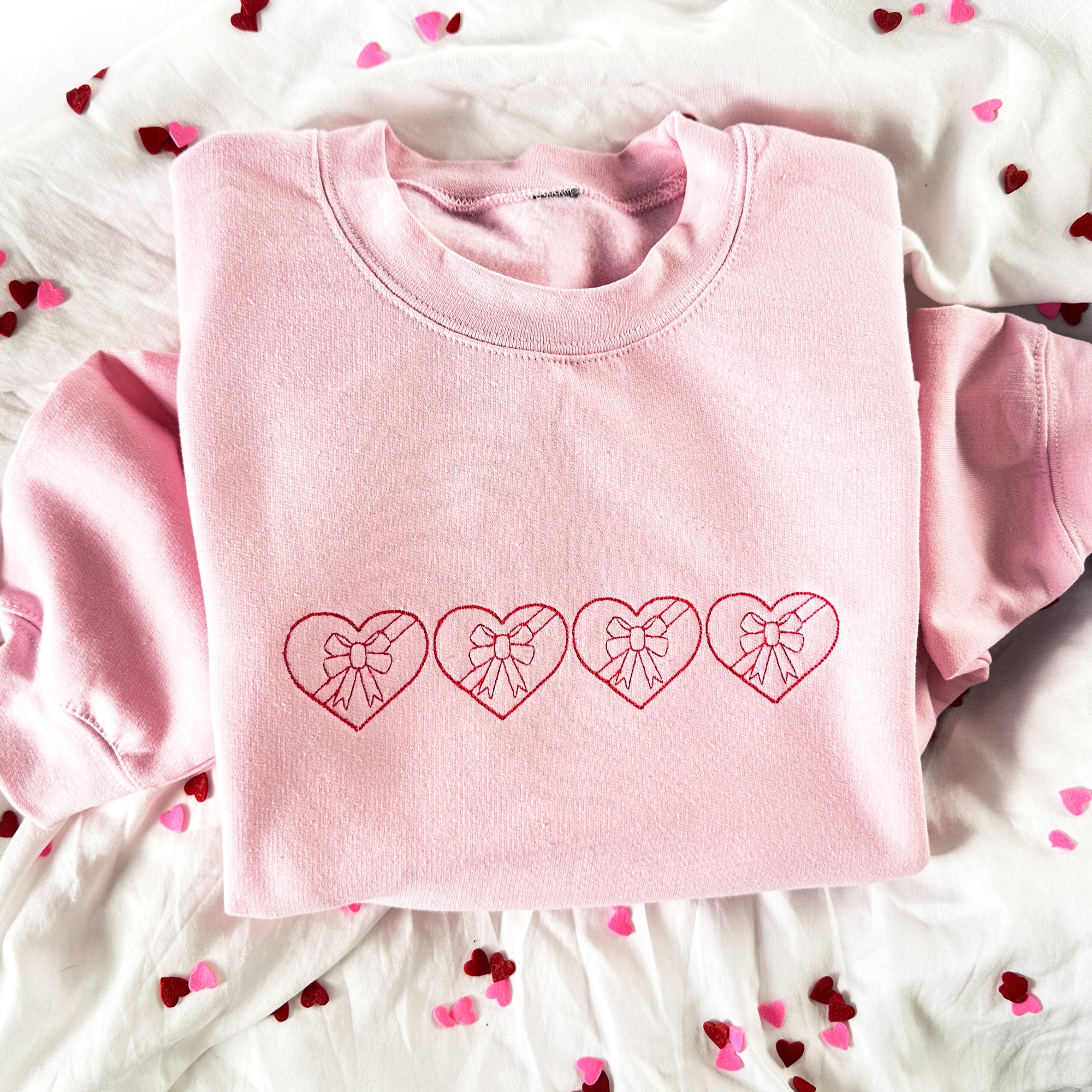 Valentine’s Stitched Heart Boxes Embroidered Gemma Sweatshirt Valentine’s Stitched Heart Boxes Embroidered Gemma Sweatshirt