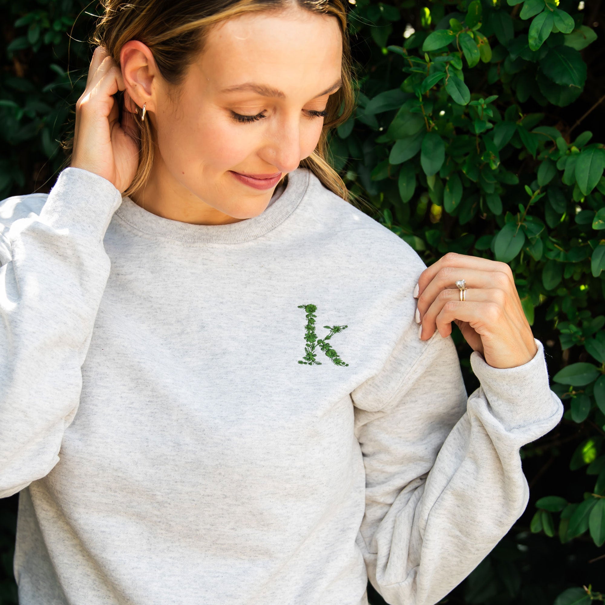 Floral Initial Embroidered Gemma Crewneck Sweatshirt Floral Initial Embroidered Gemma Crewneck Sweatshirt