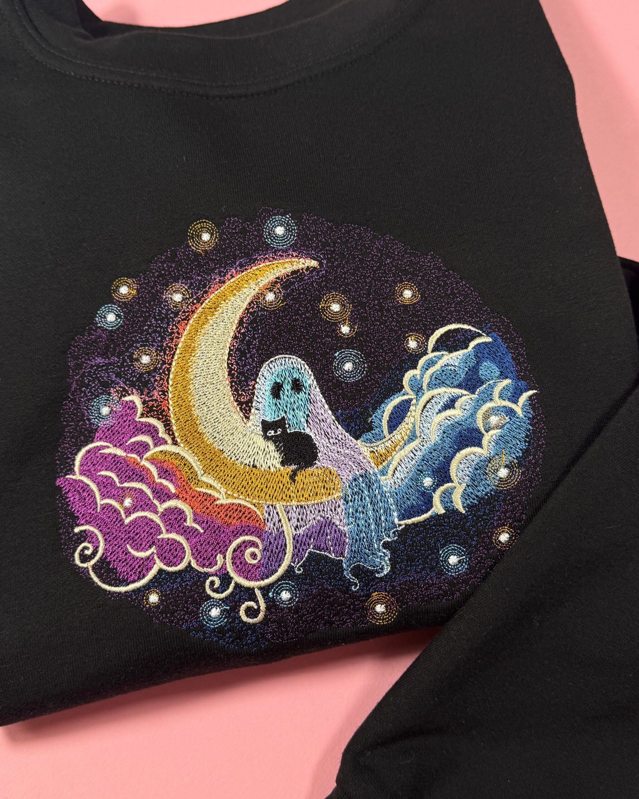 Moon and Ghost Embroidered Sweatshirt Moon and Ghost Embroidered Sweatshirt