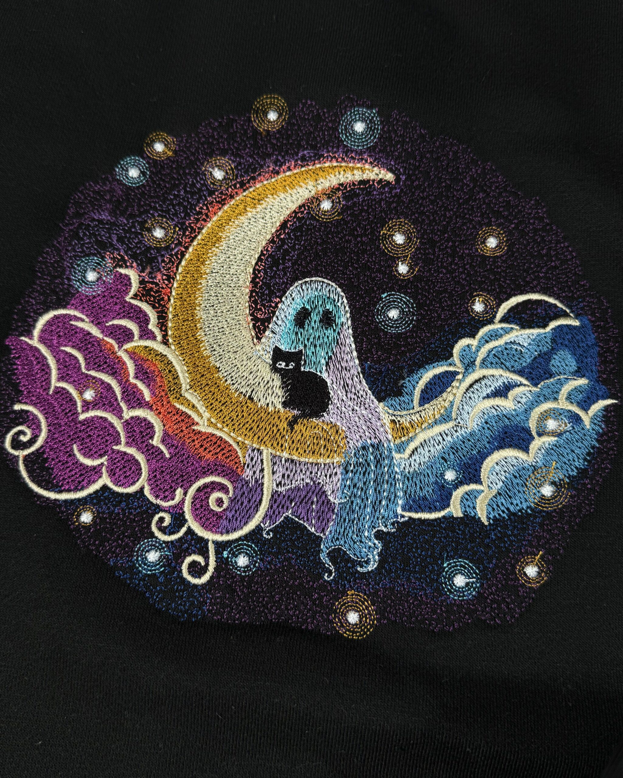 Moon and Ghost Embroidered Sweatshirt Moon and Ghost Embroidered Sweatshirt