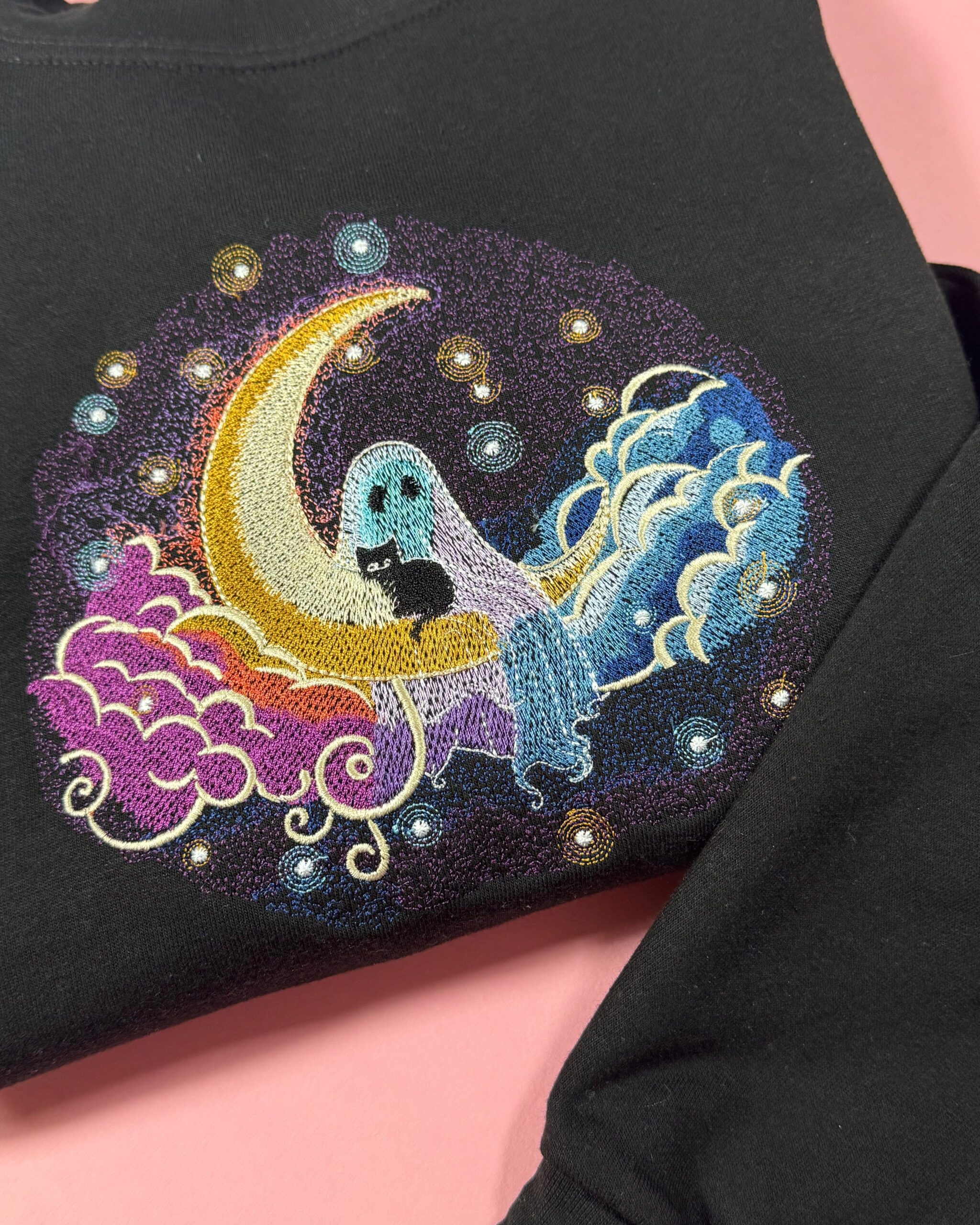 Moon and Ghost Embroidered Sweatshirt Moon and Ghost Embroidered Sweatshirt
