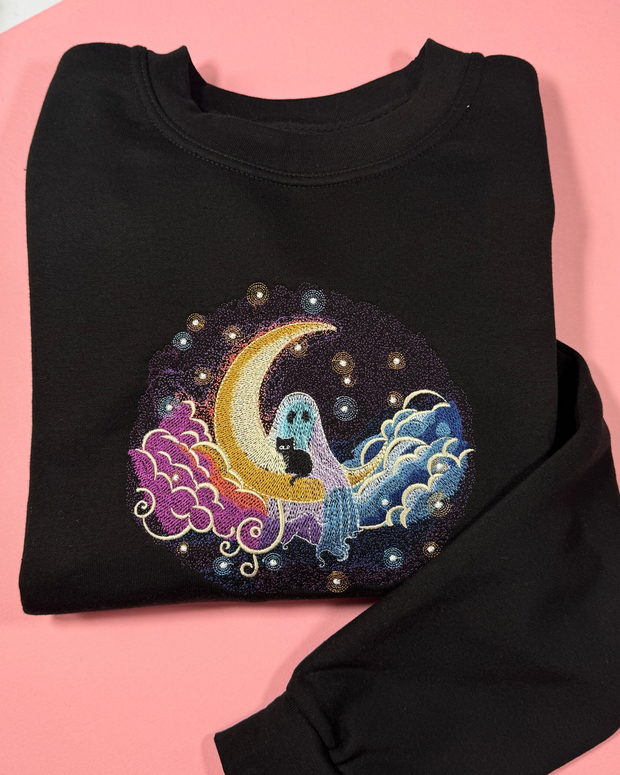 Moon and Ghost Embroidered Sweatshirt Moon and Ghost Embroidered Sweatshirt